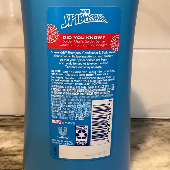 Suave Kids SPIDER-MAN 3 in 1 Shampoo Conditioner Body Wash Spider Sense 28oz NEW - Picture 4 of 10